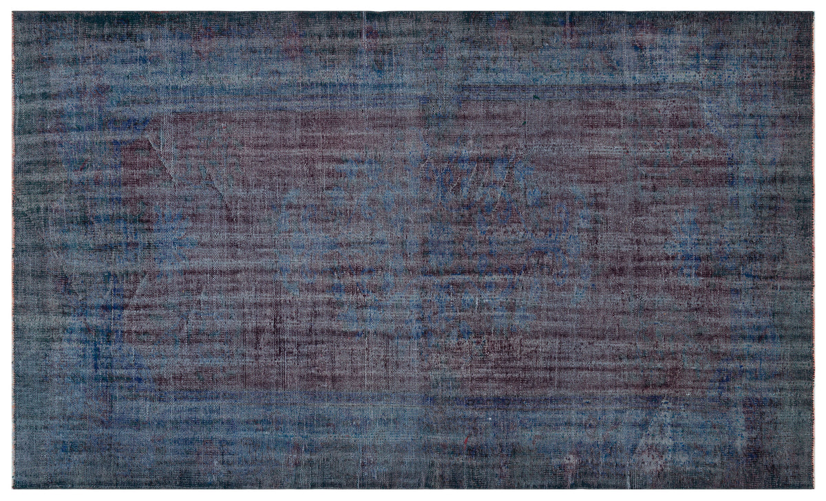 Distressed Blue Over Dyed Vintage Rug 5&#39;9&#39;&#39; x 9&#39;6&#39;&#39; ft 175 x 289 cm
