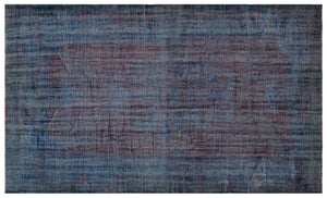 Distressed Blue Over Dyed Vintage Rug 5'9'' x 9'6'' ft 175 x 289 cm
