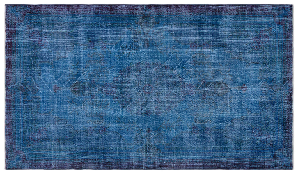 Traditional Design Blue Over Dyed Vintage Rug 4'9'' x 8'5'' ft 146 x 257 cm