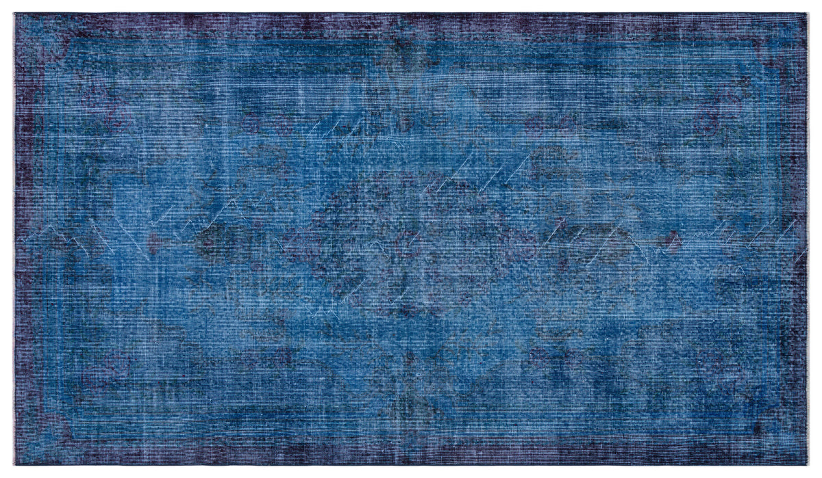 Traditional Design Blue Over Dyed Vintage Rug 4&#39;9&#39;&#39; x 8&#39;5&#39;&#39; ft 146 x 257 cm