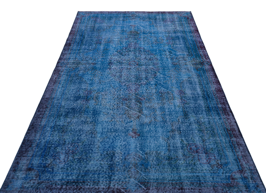 Traditional Design Blue Over Dyed Vintage Rug 4'9'' x 8'5'' ft 146 x 257 cm