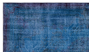 Traditional Design Blue Over Dyed Vintage Rug 4'9'' x 8'5'' ft 146 x 257 cm