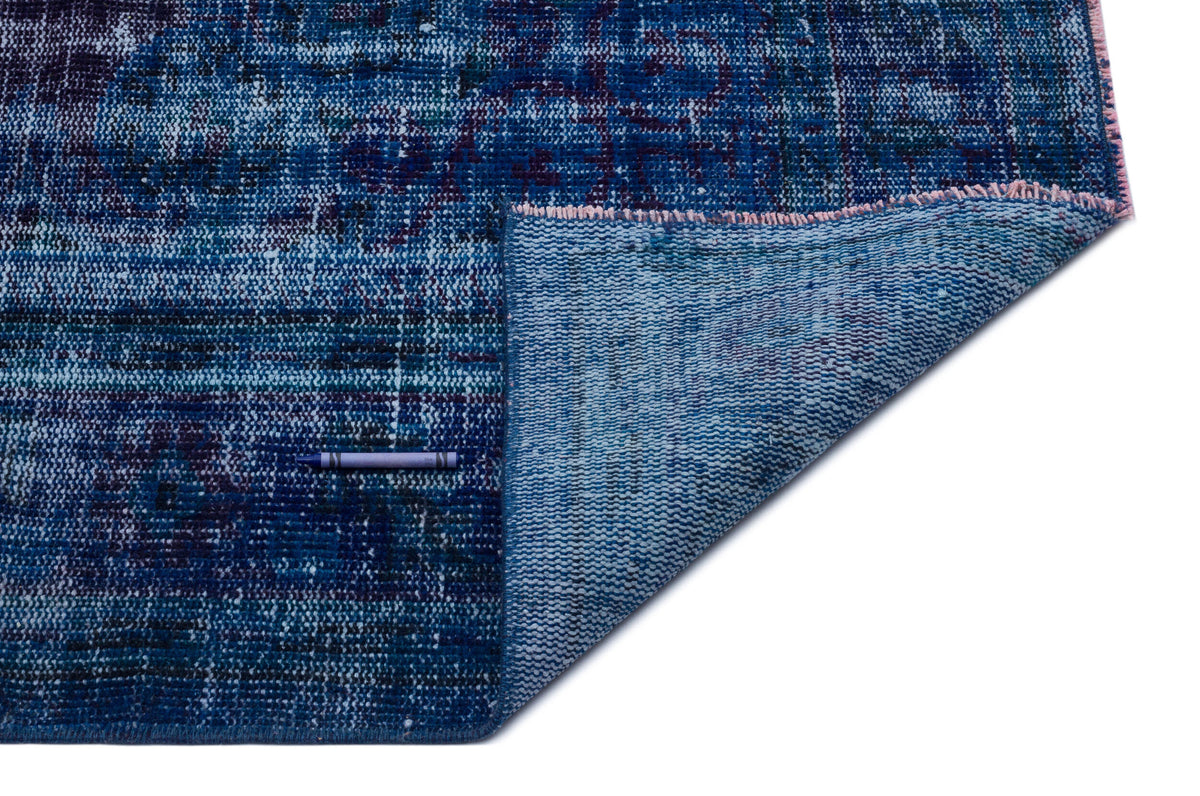 Traditional Design Indigo Blue Over Dyed Vintage Rug 6&#39;9&#39;&#39; x 9&#39;7&#39;&#39; ft 206 x 293 cm