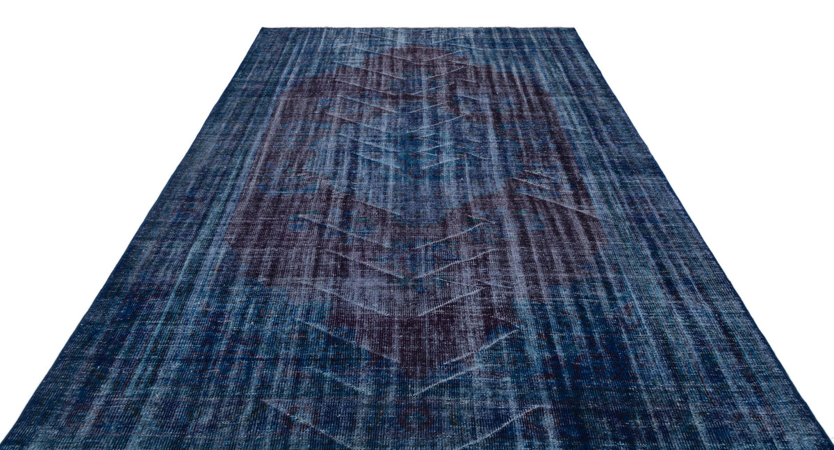 Traditional Design Indigo Blue Over Dyed Vintage Rug 6&#39;9&#39;&#39; x 9&#39;7&#39;&#39; ft 206 x 293 cm