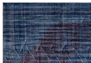Traditional Design Indigo Blue Over Dyed Vintage Rug 6'9'' x 9'7'' ft 206 x 293 cm