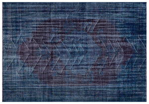 Traditional Design Indigo Blue Over Dyed Vintage Rug 6'9'' x 9'7'' ft 206 x 293 cm