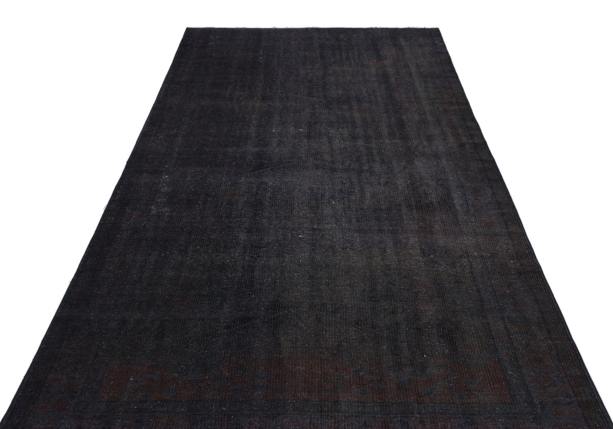 Black Over Dyed Vintage Rug 5'2'' x 9'8'' ft 158 x 294 cm