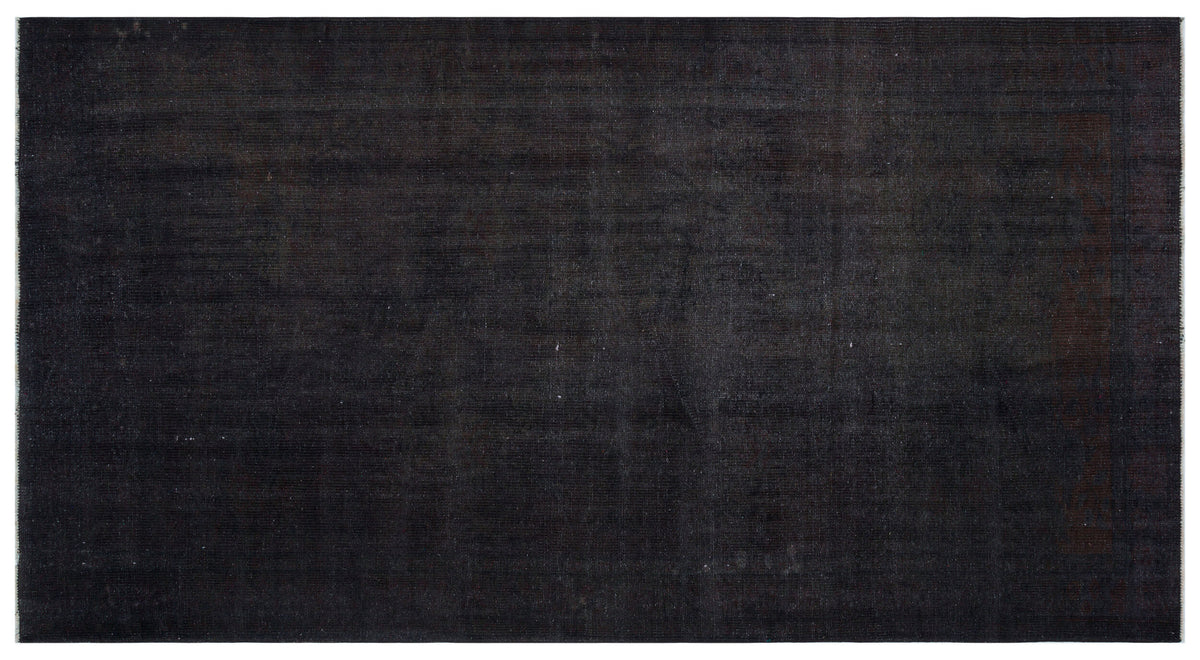 Black Over Dyed Vintage Rug 5'2'' x 9'8'' ft 158 x 294 cm