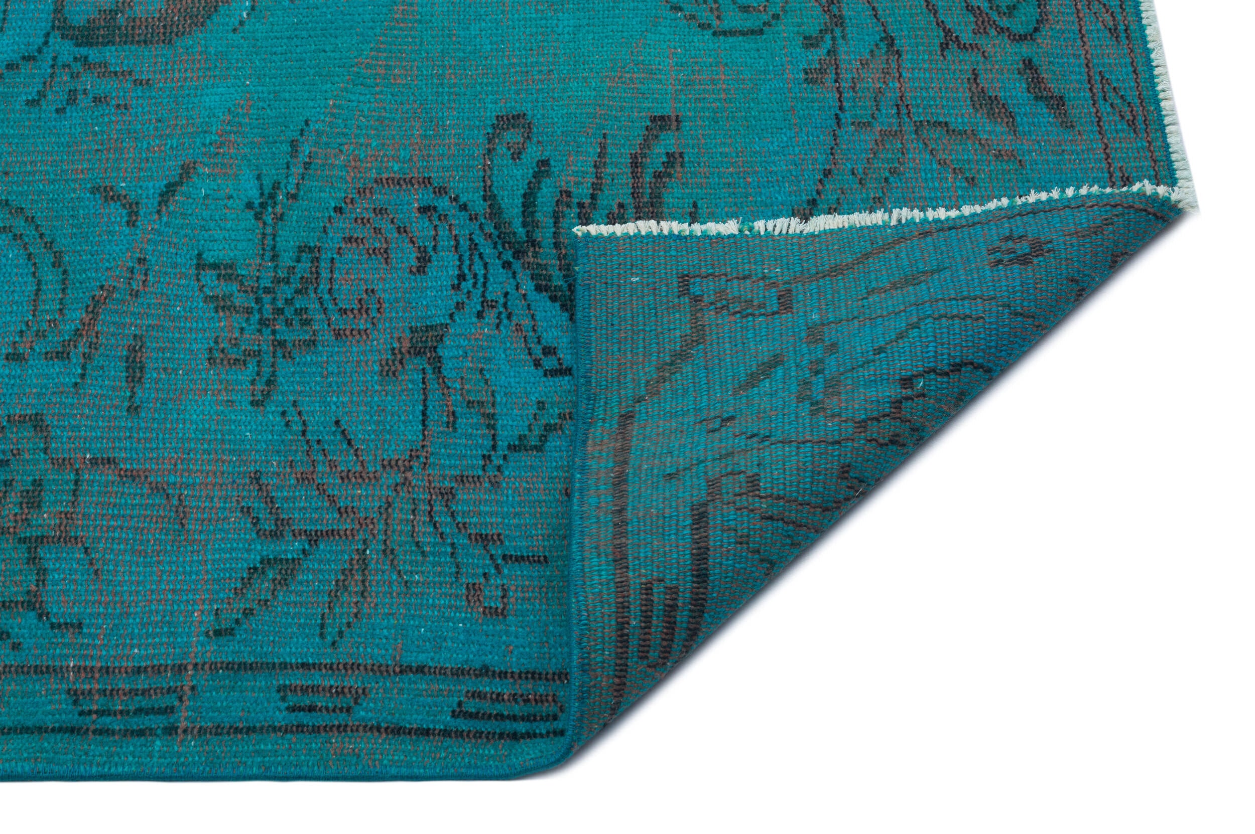 Traditional Design Turquoise Over Dyed Vintage Rug 5'9'' x 8'11'' ft 175 x 272 cm