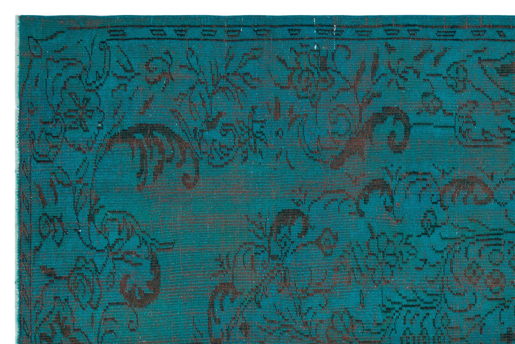 Traditional Design Turquoise Over Dyed Vintage Rug 5'9'' x 8'11'' ft 175 x 272 cm