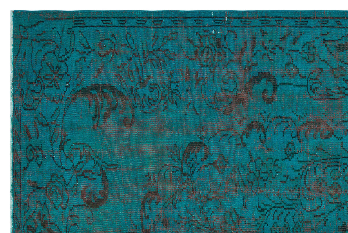 Traditional Design Turquoise Over Dyed Vintage Rug 5&#39;9&#39;&#39; x 8&#39;11&#39;&#39; ft 175 x 272 cm
