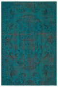 Traditional Design Turquoise Over Dyed Vintage Rug 5'9'' x 8'11'' ft 175 x 272 cm