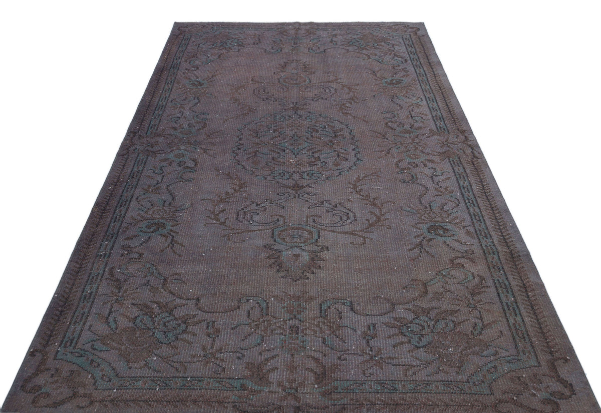 Brown Over Dyed Vintage Rug 5&#39;1&#39;&#39; x 8&#39;9&#39;&#39; ft 155 x 267 cm