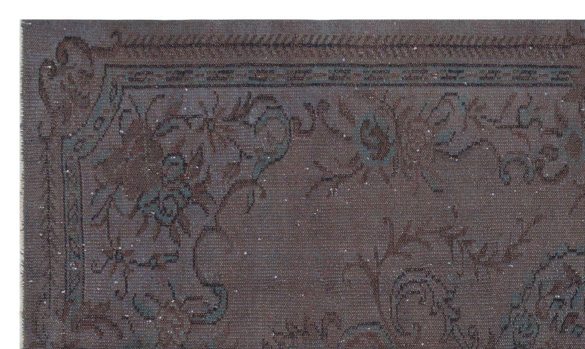 Brown Over Dyed Vintage Rug 5&#39;1&#39;&#39; x 8&#39;9&#39;&#39; ft 155 x 267 cm