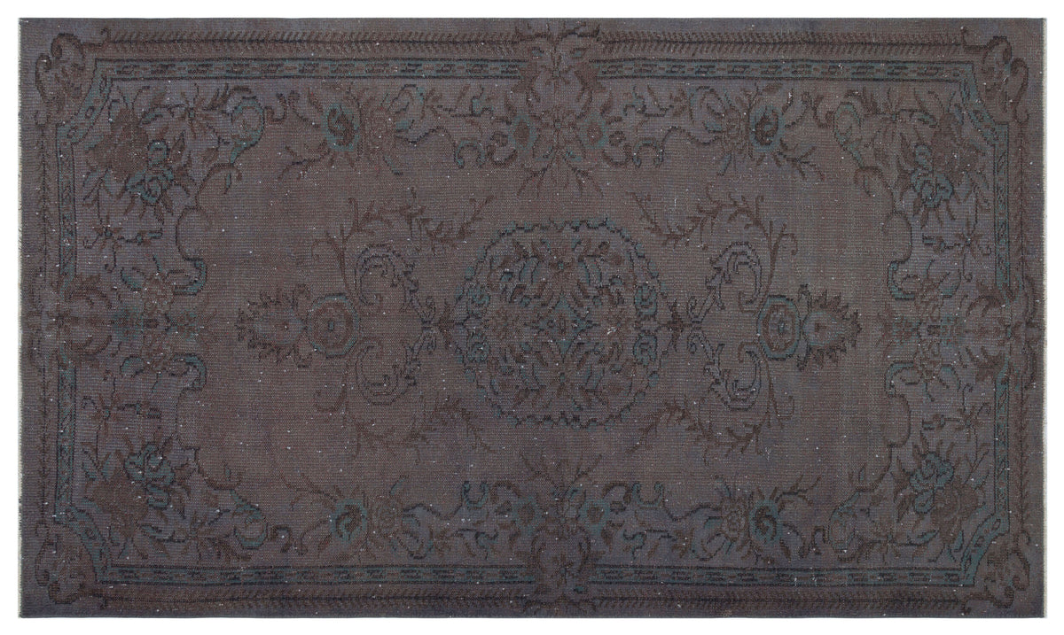 Brown Over Dyed Vintage Rug 5&#39;1&#39;&#39; x 8&#39;9&#39;&#39; ft 155 x 267 cm