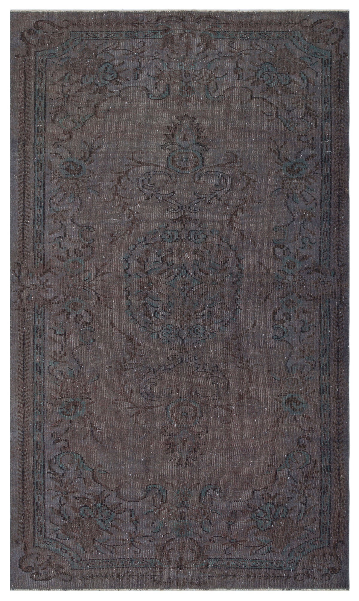 Brown Over Dyed Vintage Rug 5&#39;1&#39;&#39; x 8&#39;9&#39;&#39; ft 155 x 267 cm