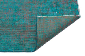 Turquoise  Over Dyed Vintage Rug 5'10'' x 9'4'' ft 179 x 285 cm