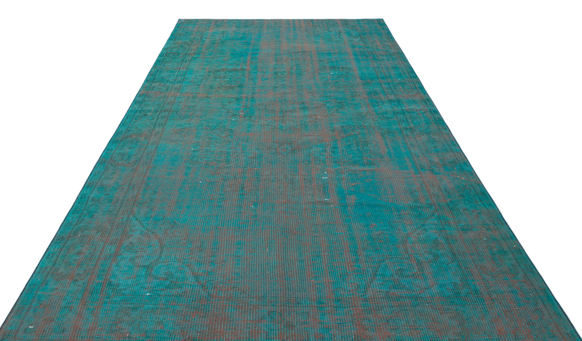 Turquoise  Over Dyed Vintage Rug 5&#39;10&#39;&#39; x 9&#39;4&#39;&#39; ft 179 x 285 cm