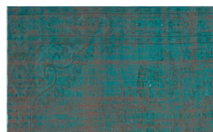 Turquoise  Over Dyed Vintage Rug 5'10'' x 9'4'' ft 179 x 285 cm