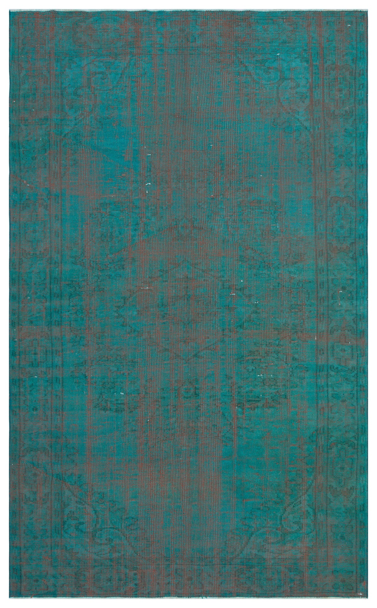 Turquoise  Over Dyed Vintage Rug 5&#39;10&#39;&#39; x 9&#39;4&#39;&#39; ft 179 x 285 cm