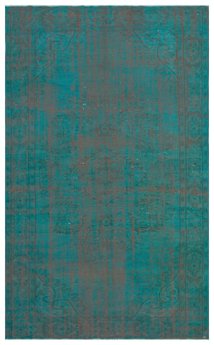 Turquoise  Over Dyed Vintage Rug 5'10'' x 9'4'' ft 179 x 285 cm