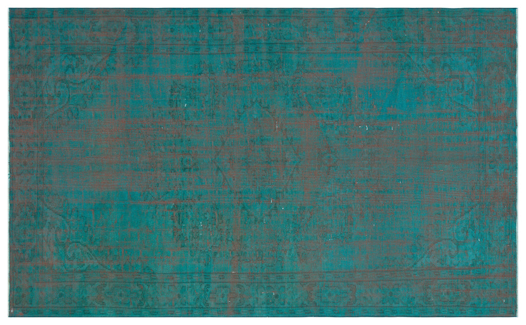 Turquoise  Over Dyed Vintage Rug 5'10'' x 9'4'' ft 179 x 285 cm