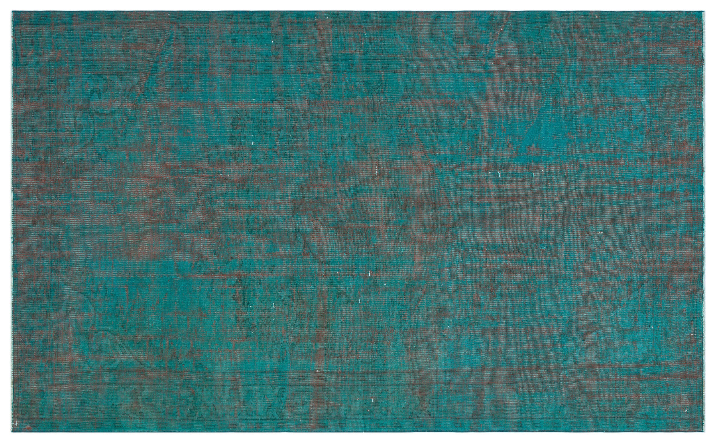 Turquoise  Over Dyed Vintage Rug 5'10'' x 9'4'' ft 179 x 285 cm