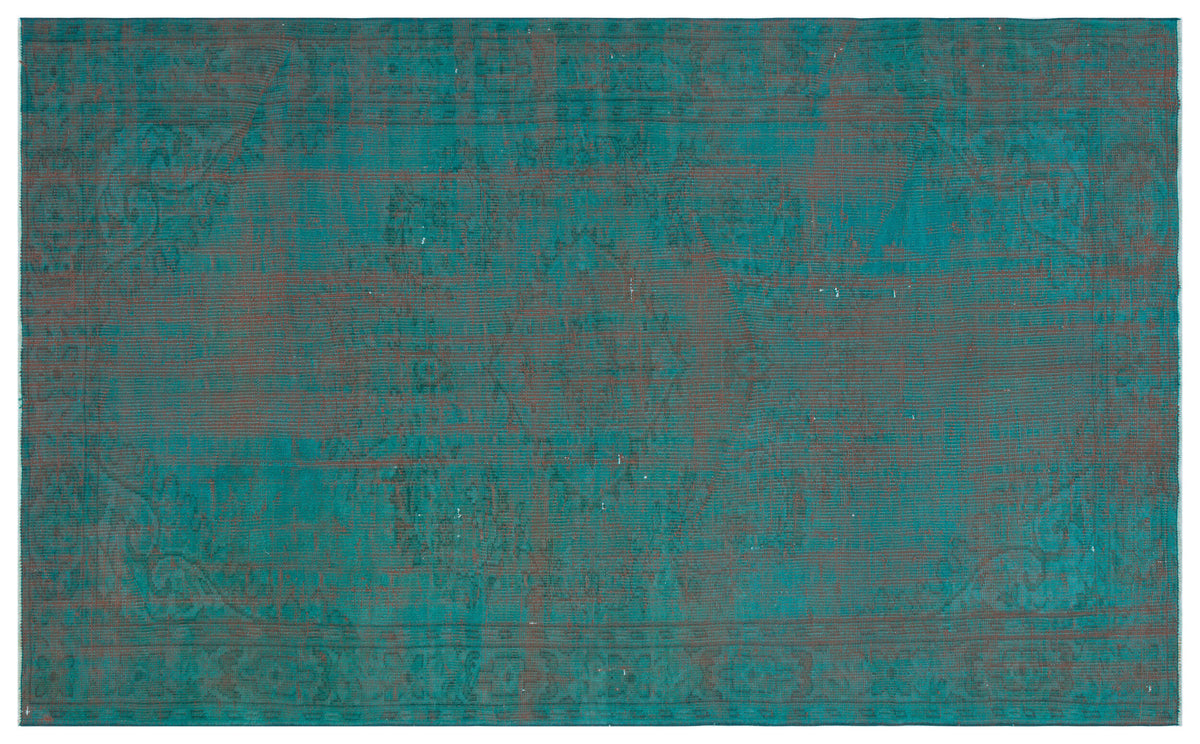 Turquoise  Over Dyed Vintage Rug 5&#39;10&#39;&#39; x 9&#39;4&#39;&#39; ft 179 x 285 cm