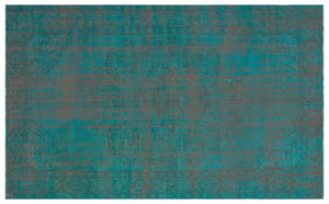 Turquoise  Over Dyed Vintage Rug 5'10'' x 9'4'' ft 179 x 285 cm