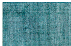 Turquoie Over Dyed Vintage Rug 5'5'' x 8'7'' ft 166 x 261 cm
