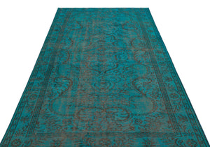 Traditional Design Blue Over Dyed Vintage Rug 4'11'' x 8'5'' ft 150 x 256 cm