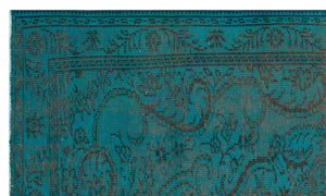 Traditional Design Blue Over Dyed Vintage Rug 4'11'' x 8'5'' ft 150 x 256 cm