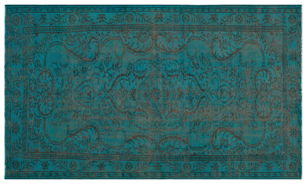 Traditional Design Blue Over Dyed Vintage Rug 4'11'' x 8'5'' ft 150 x 256 cm
