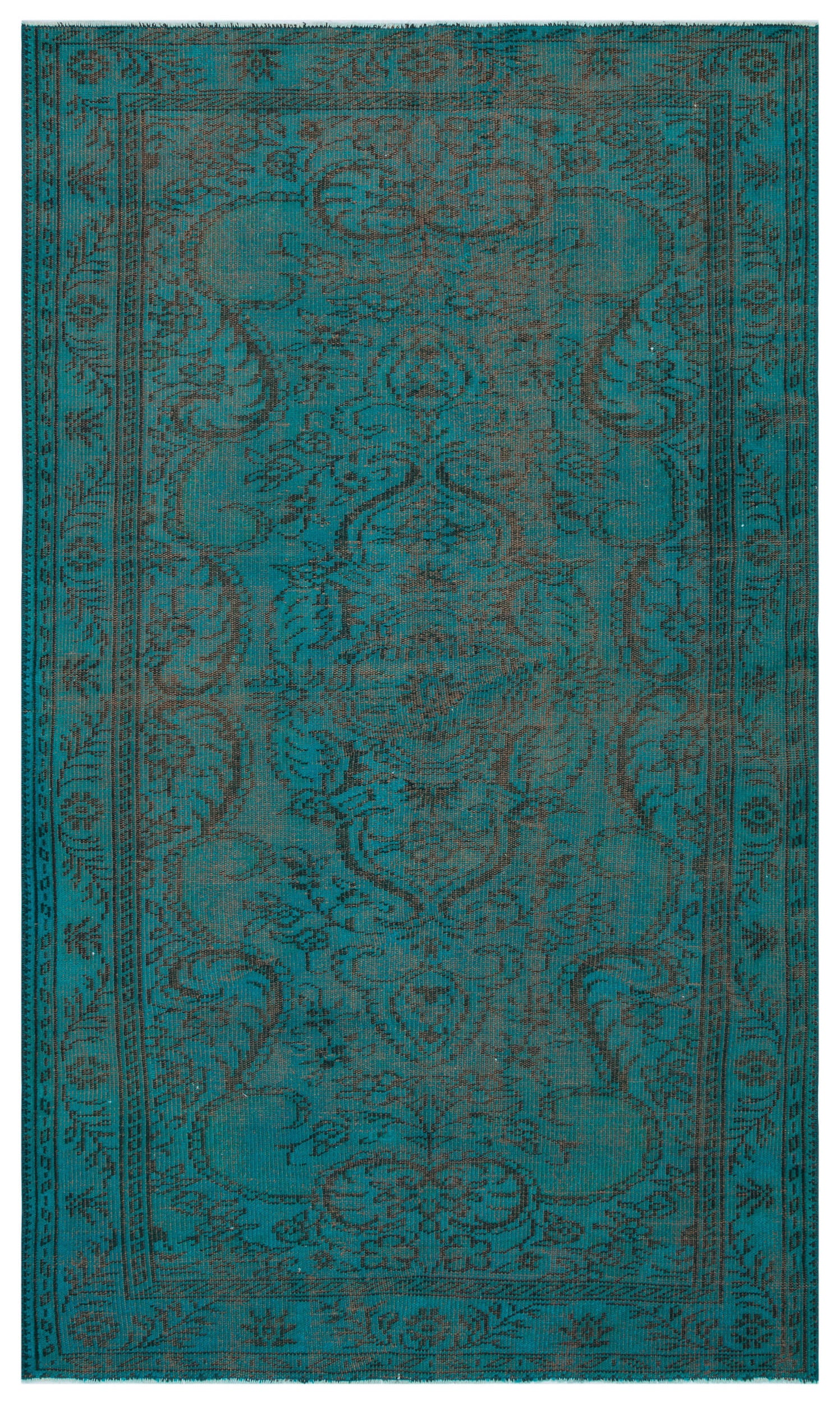 Traditional Design Blue Over Dyed Vintage Rug 4'11'' x 8'5'' ft 150 x 256 cm