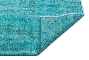 Turquoise  Over Dyed Vintage Rug 5'10'' x 9'8'' ft 179 x 295 cm