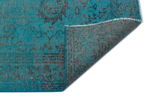 Traditional Design Turquoise Over Dyed Vintage Rug 5'6'' x 8'8'' ft 168 x 265 cm