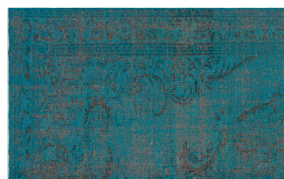 Traditional Design Turquoise Over Dyed Vintage Rug 5&#39;6&#39;&#39; x 8&#39;8&#39;&#39; ft 168 x 265 cm