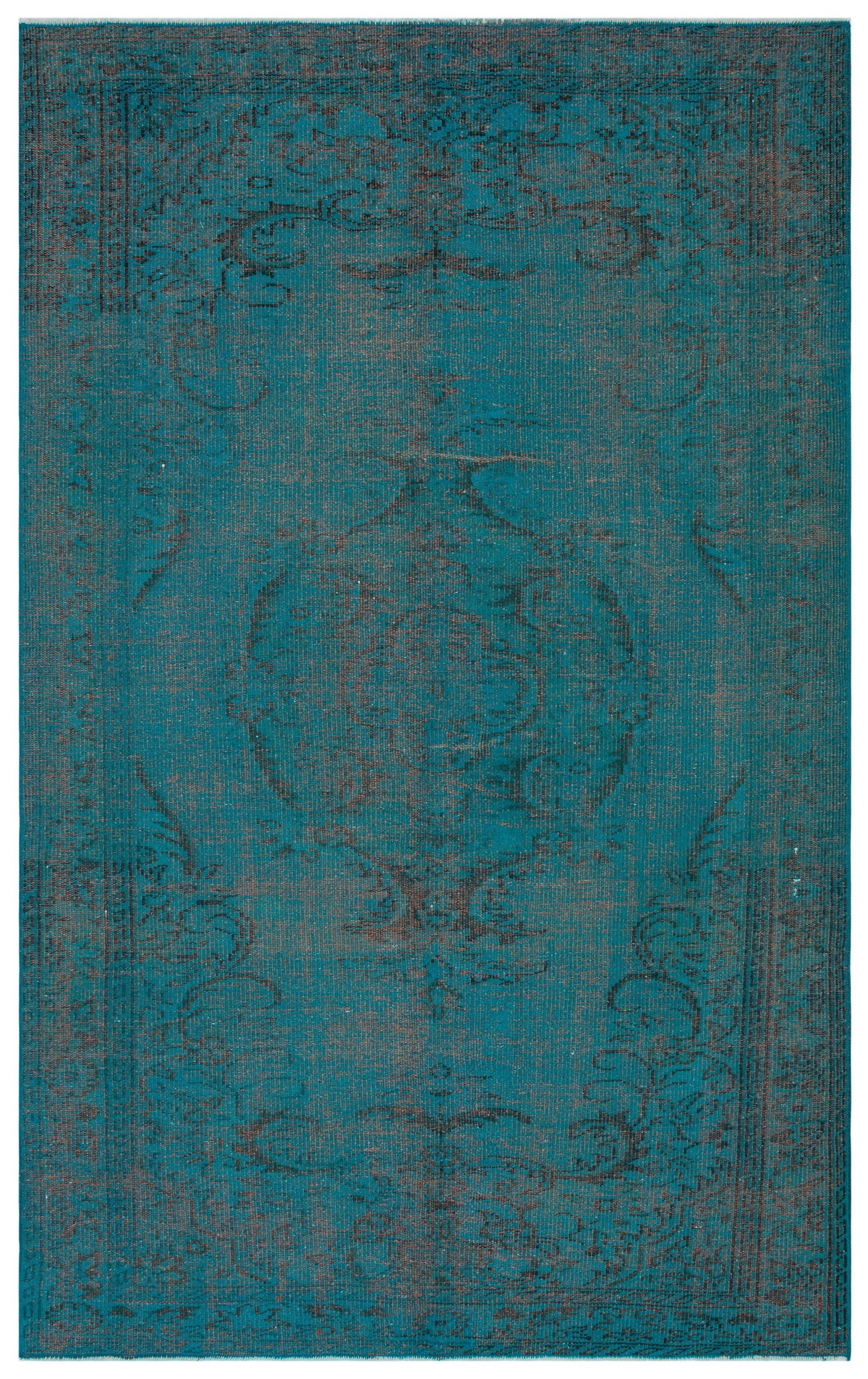 Traditional Design Turquoise Over Dyed Vintage Rug 5&#39;6&#39;&#39; x 8&#39;8&#39;&#39; ft 168 x 265 cm