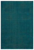 Retro Design Turquoise Over Dyed Vintage Rug 6'3'' x 9'2'' ft 190 x 280 cm