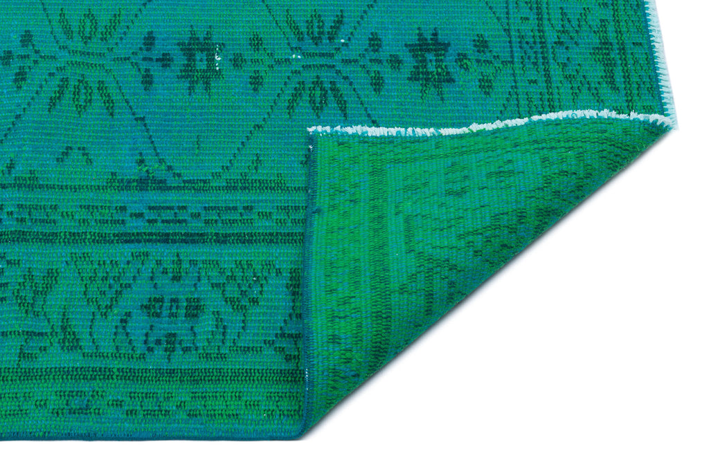 Retro Design Turquoise Over Dyed Vintage Rug 5'1'' x 8'7'' ft 154 x 261 cm