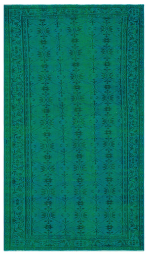 Retro Design Turquoise Over Dyed Vintage Rug 5'1'' x 8'7'' ft 154 x 261 cm