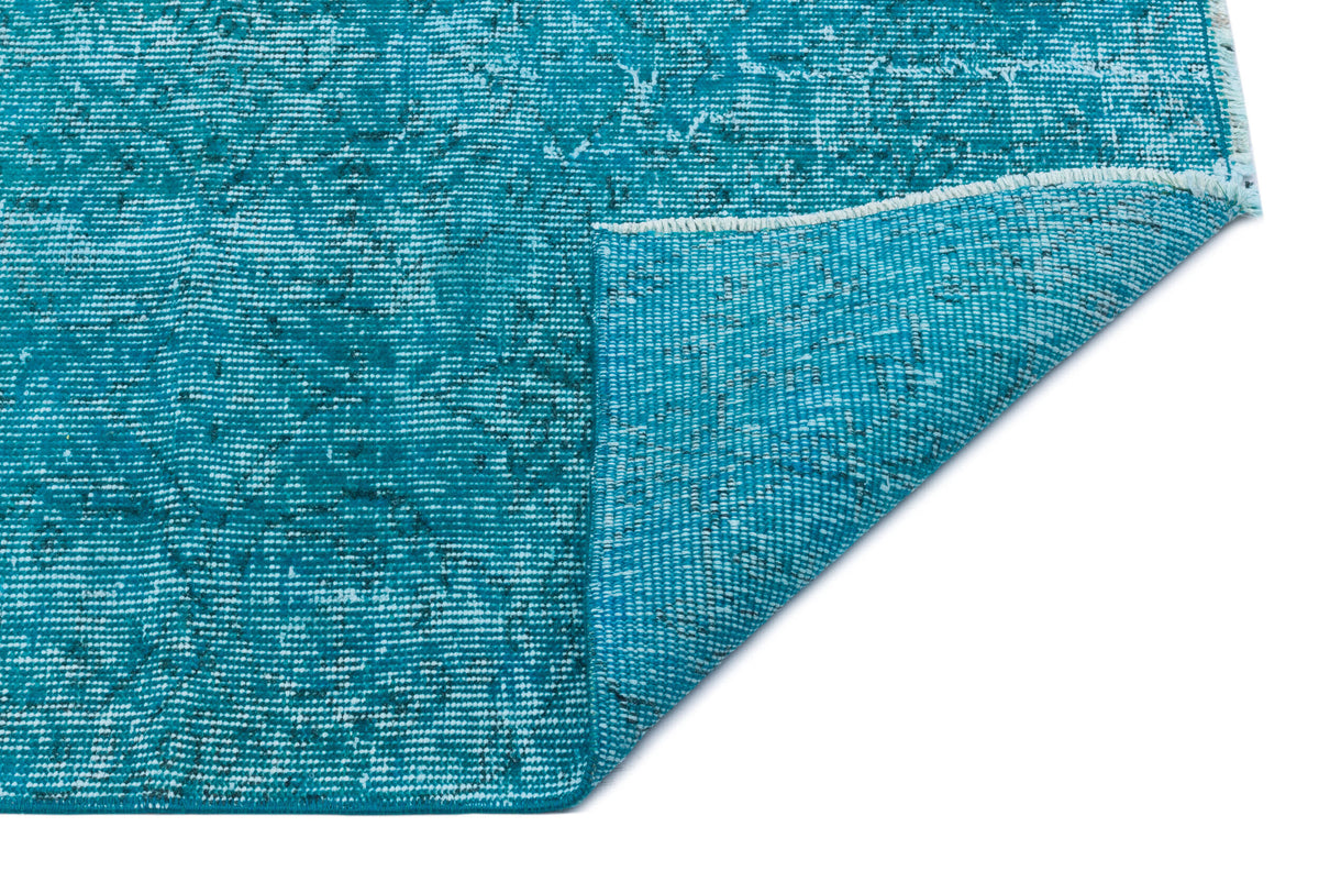 Turquoise Over Dyed Vintage Rug 4&#39;9&#39;&#39; x 7&#39;10&#39;&#39; ft 145 x 239 cm