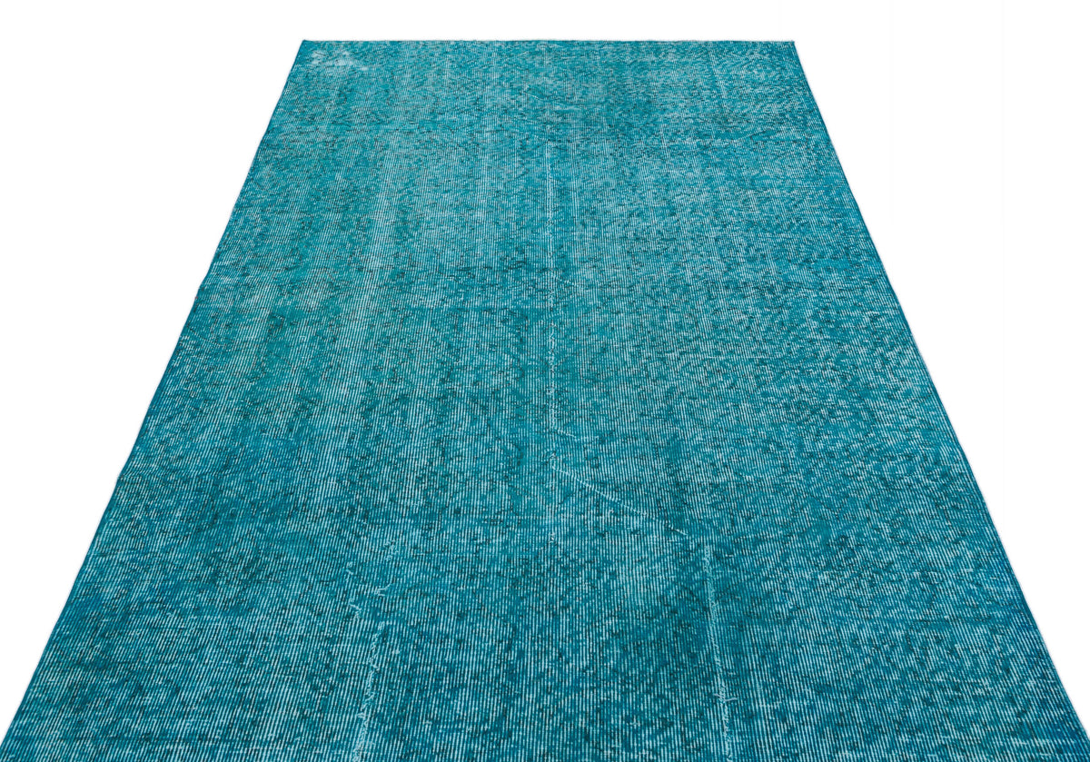 Turquoise Over Dyed Vintage Rug 4&#39;9&#39;&#39; x 7&#39;10&#39;&#39; ft 145 x 239 cm