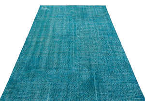 Turquoise Over Dyed Vintage Rug 4'9'' x 7'10'' ft 145 x 239 cm