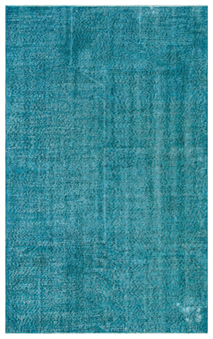 Turquoise Over Dyed Vintage Rug 4'9'' x 7'10'' ft 145 x 239 cm