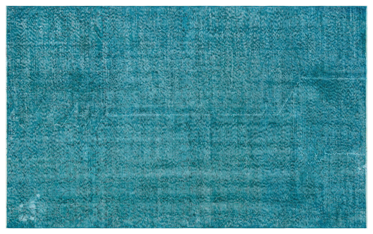 Turquoise Over Dyed Vintage Rug 4&#39;9&#39;&#39; x 7&#39;10&#39;&#39; ft 145 x 239 cm