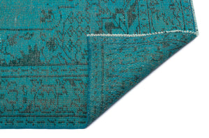 Turquoise  Over Dyed Vintage Rug 5'11'' x 9'2'' ft 180 x 280 cm