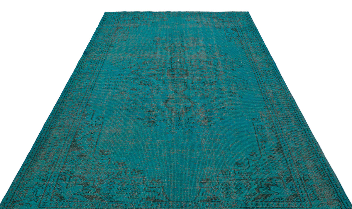 Turquoise  Over Dyed Vintage Rug 5&#39;11&#39;&#39; x 9&#39;2&#39;&#39; ft 180 x 280 cm