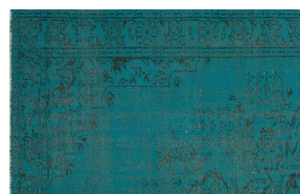 Turquoise  Over Dyed Vintage Rug 5'11'' x 9'2'' ft 180 x 280 cm