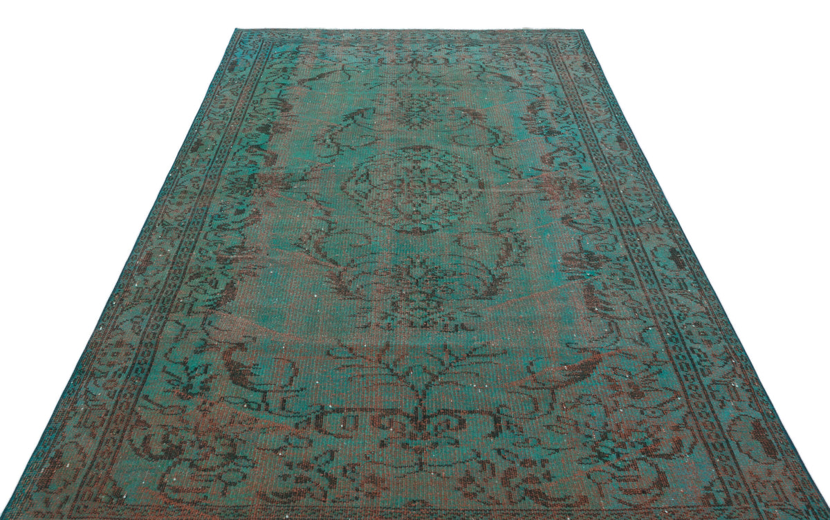 Traditional Design Stone Blue Over Dyed Vintage Rug 5&#39;6&#39;&#39; x 8&#39;8&#39;&#39; ft 168 x 263 cm